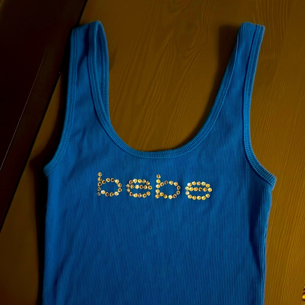 Bebe Ribbed Tank Swarovski